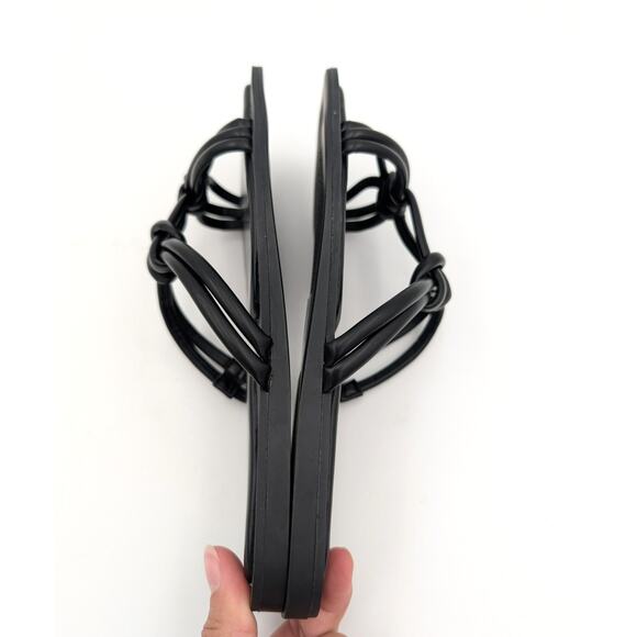Azalea Wang Stetson Tubular Straps Knot Flat Sandals Women's Black Size US6 - Picture 10 of 10